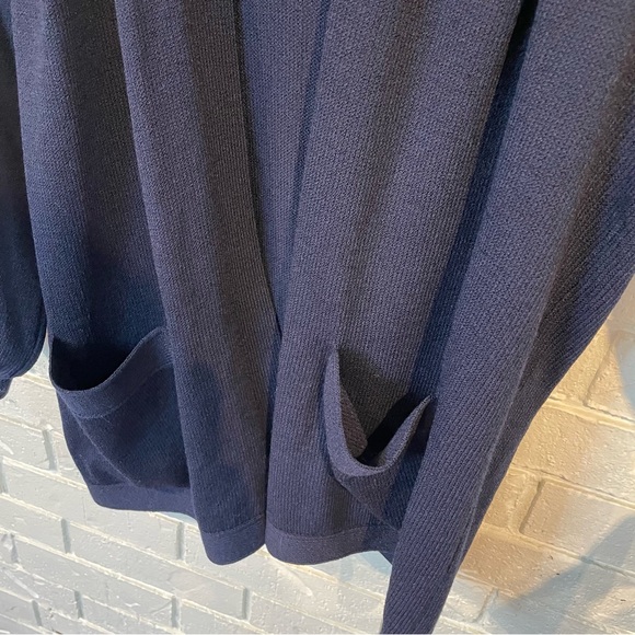 St. John Basics Navy Puffed Sleeve Sweater Cardigan S - Picture 7 of 13